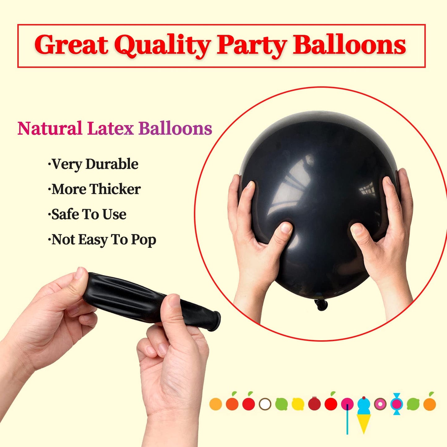 110pcs Black Balloon 12 inch, Black Latex Balloons for Birthday Party Baby Shower Wedding(with 2 Ribbons).