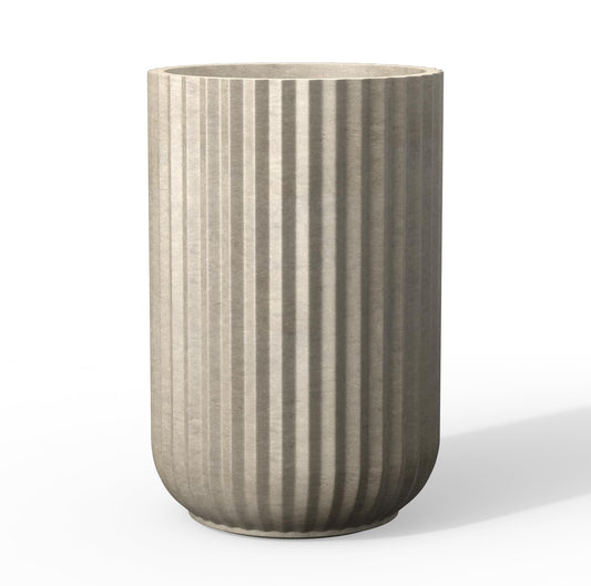Kante Tall Fulted Planter, 21.7 Inch Tall Round Concrete Plant Pots with Drainage Hole and Rubber Plug, Modern Decor for Indoor Outdoor Plants, Flower, Weathered Concrete