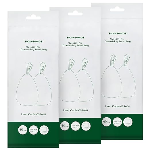 SONGMICS Trash Bags for 12-14.5 Gallon Trash Cans, Pre-Separated, Liner Code