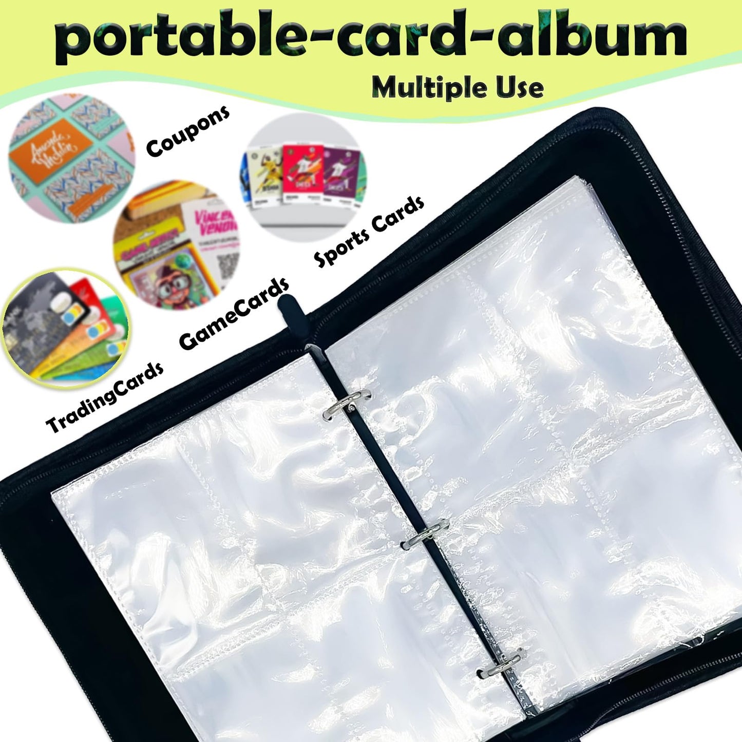 2pcs Card Binder 4 Pocket, Premium Zip Trading Card Binder, Collectible Trading Card Album, Graded Card Binder, For M Tg T Cg Sports Cards(400 Pocket)