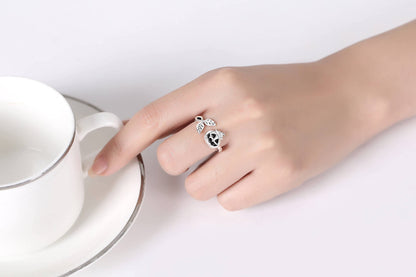 Halloween Pumpkin Jack Adjustable Ring Sterling Silver Halloween Jewelry Skull Wrap Finger Ring for Women