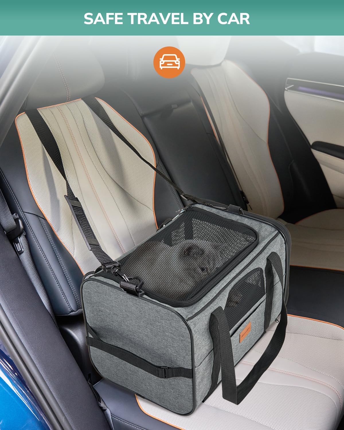 Morpilot Cat Carrier with Wheels Airline Approved, Pet Dog Carrier with Wheels for Small Dogs, Rolling Cat Carrier for Large Cats Puppy Stroller Detachable and Foldable Pet Travel Bag Dark Gray