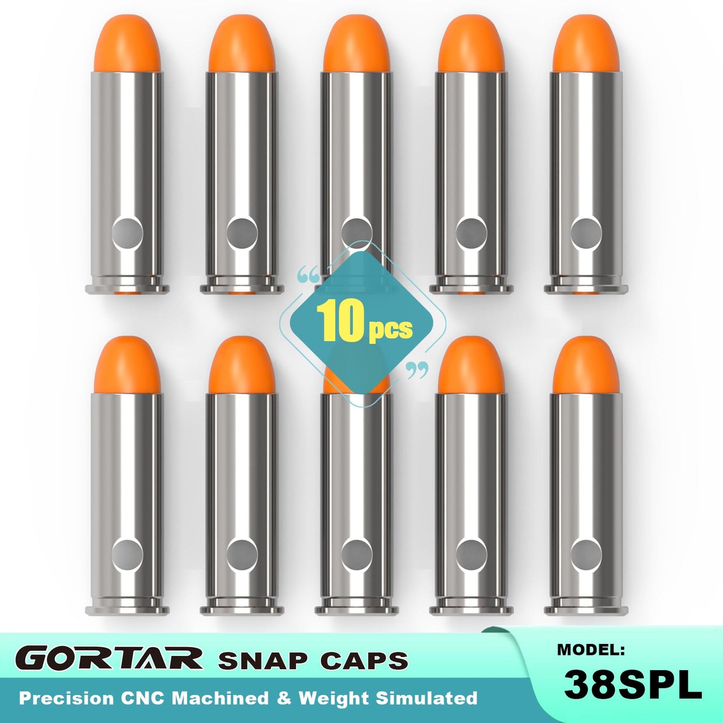GORTAR 38SPL Snap Caps Training Dummy Rounds Practice Safe Loading Firing Close to Real Weight -10 Pcs