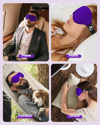 Sleep Eye Mask for Men Women, 3D Contoured 100% Blackout Eye Mask for Sleeping with Adjustable Strap, Soft and Comfortable Night Blindfold, Shade Cover for Travel Shift Work Nap, Black