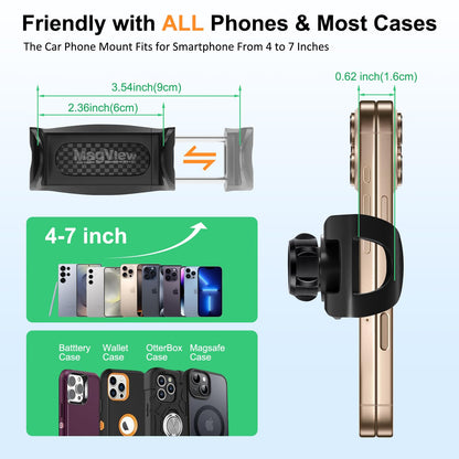 Car Phone Mount,360 Degree Rotation Dashboard Car Phone Holder, Multifunctional car Dash Board Mobile Phone Holder,Universal Dash Clip Cellphone Mount Cell Phone Holder Clip for 4-7 inch Smartphones