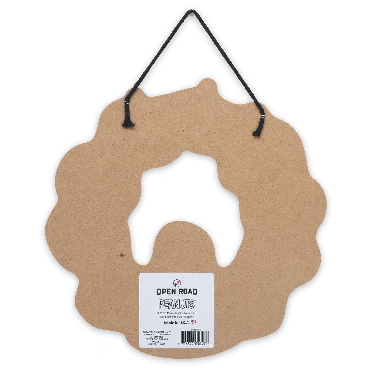 Peanuts Snoopy Jack-O-Lantern Halloween Wreath Hanging Wood Wall Decor - Fun Snoopy Halloween Sign for Home
