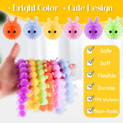 Sumind 6 Pieces Caterpillar Stretchy Fidget Toy Operation Christmas Bulk Items Luminous Sensory Fidget Toy Stretchy String for Anxiety Relief for Autism ADHD Calming Relaxing,6 Colors