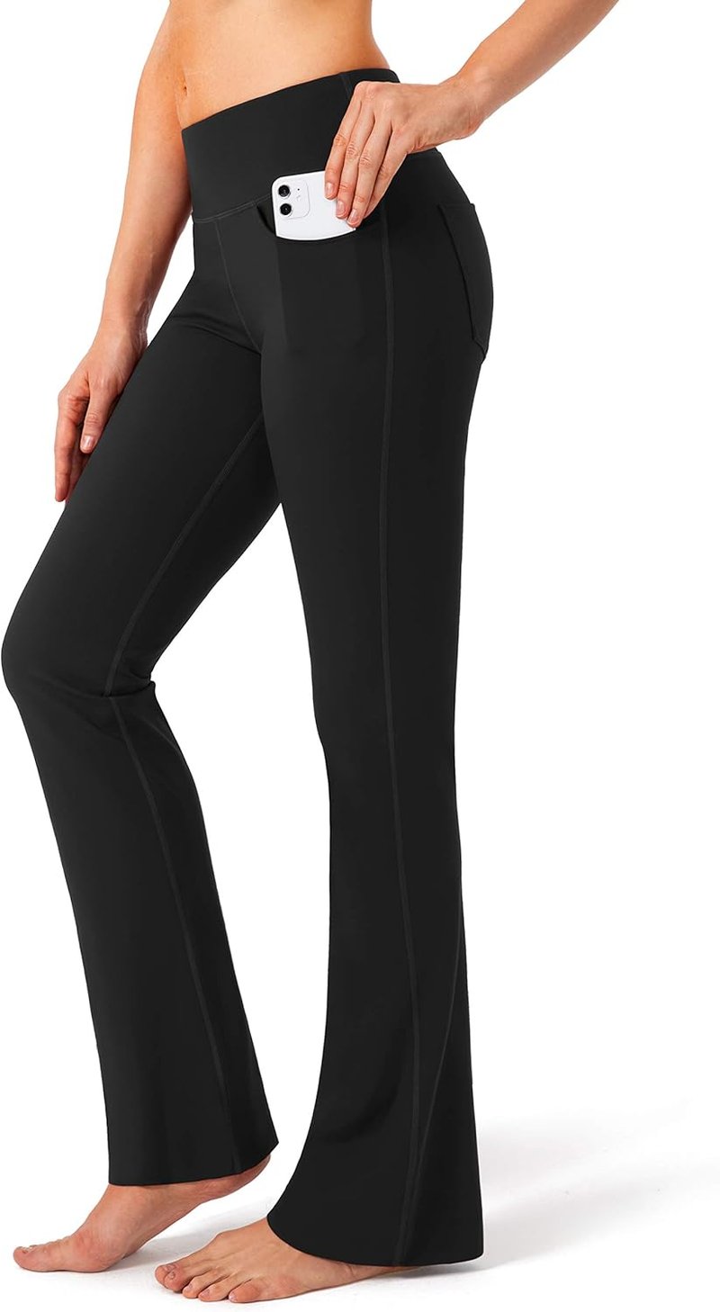 Women's High Waist Yoga Pants - Flare Leggings with Pockets | Bootcut Casual Work Trousers