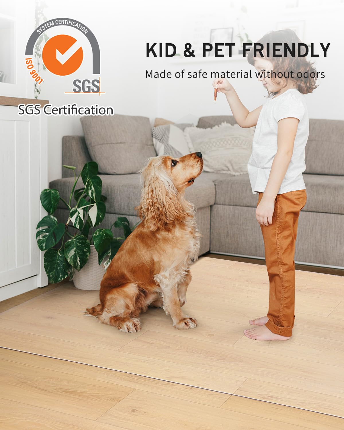 FURKIT Area Mat for Hard Floor, 3'×5' Transparent PVC Area Rug for Home, Waterproof Durable Floor Protector for Dining Room, Large Anti-Scratch Floor Mats for Laundry Room, Kitchen, Pet Litter Mat