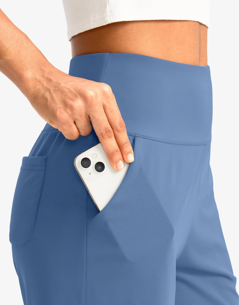 G Gradual Women's Bermuda Long Shorts with Pockets 7" High Waisted Knee Length Shorts for Women Walking Athletic Workout(Light Blue-L7,XXL)