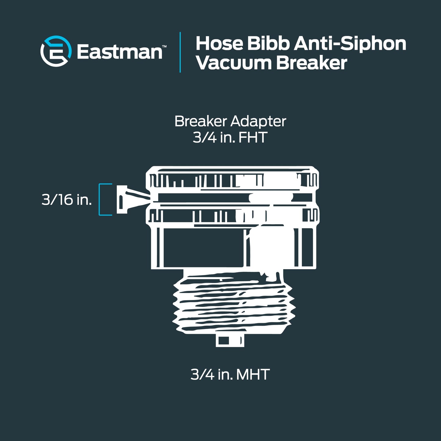 Eastman 3/4 Inch FHT x 3/4 Inch MHT Hose Bibb Anti Siphon Vacuum Breaker, Brass Plumbing Fitting, 20199