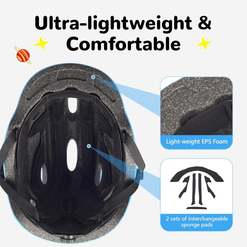 Kids/Youth Bike Helmet for Boys Girls and Teens, Adjustable and Multi-Sport for Bicycle, Kick Scooter, Skateboard, Roller/Inline Skate (Astronaut)
