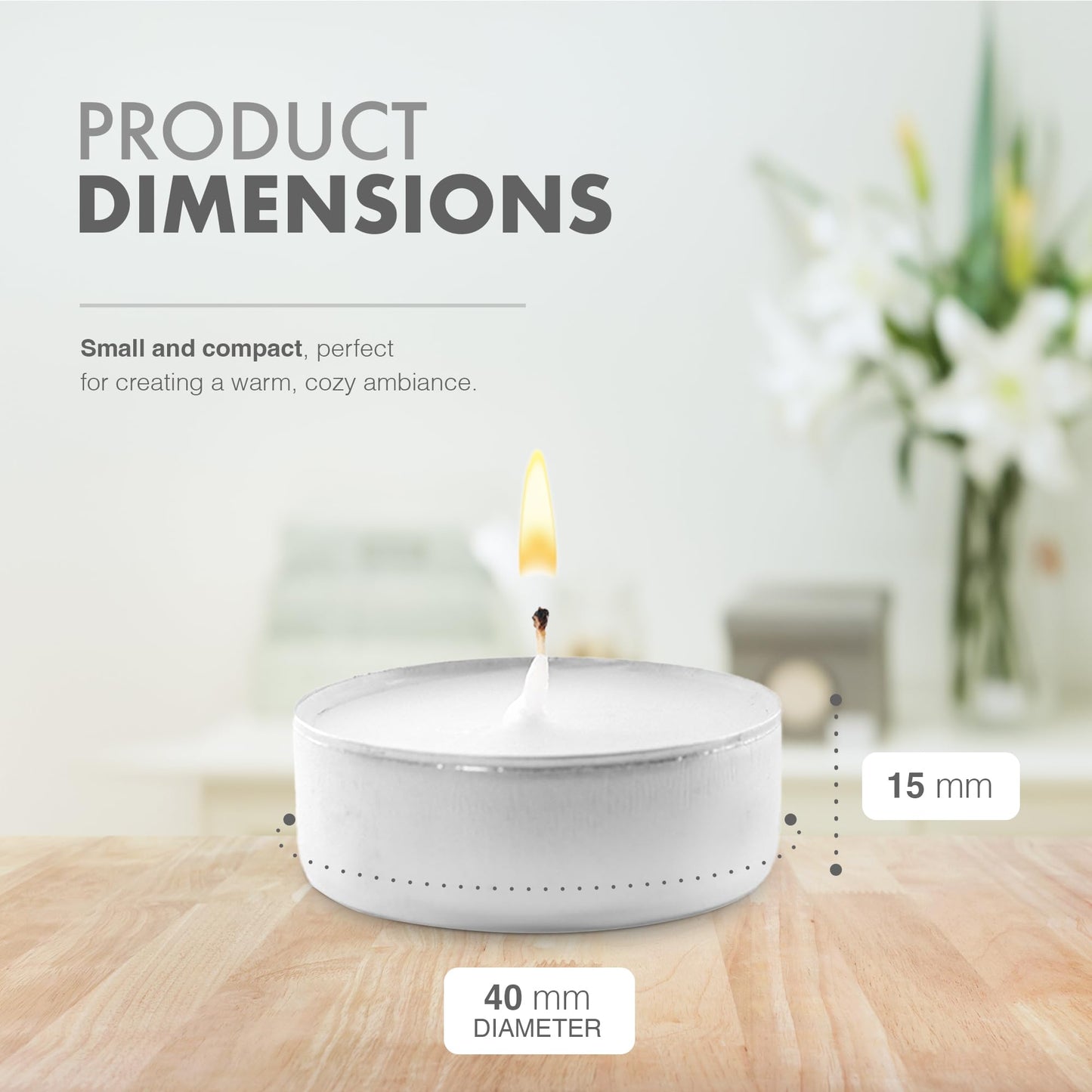 delka Unscented Tea Lights White- Long-Lasting 8 Hour Burn Time-Smoke-Free Bright Flame -Ideal for Weddings, Events, Aromatherapy, Home Décor, and Emergency Use-Premium Quality (White, Pack of 100)