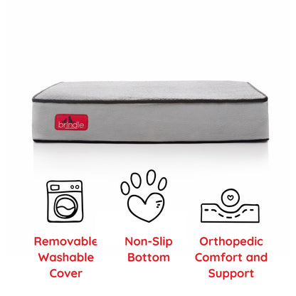 BRINDLE Waterproof Memory Foam Pet Bed - Removable and Washable Cover - 4 Inch Orthopedic Dog and Cat Bed - Fits Most Crates