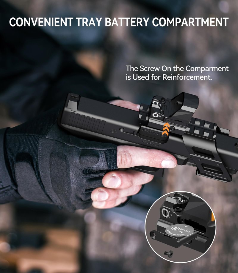 VOTATU PMD505-R Micro Red Dot for RMS/RMSc Footprint, Multiple Reticle Reflex Sight with Picatinny Mount - Shake Awake Optic for Pistol - 2 MOA Dot 46 MOA Circle