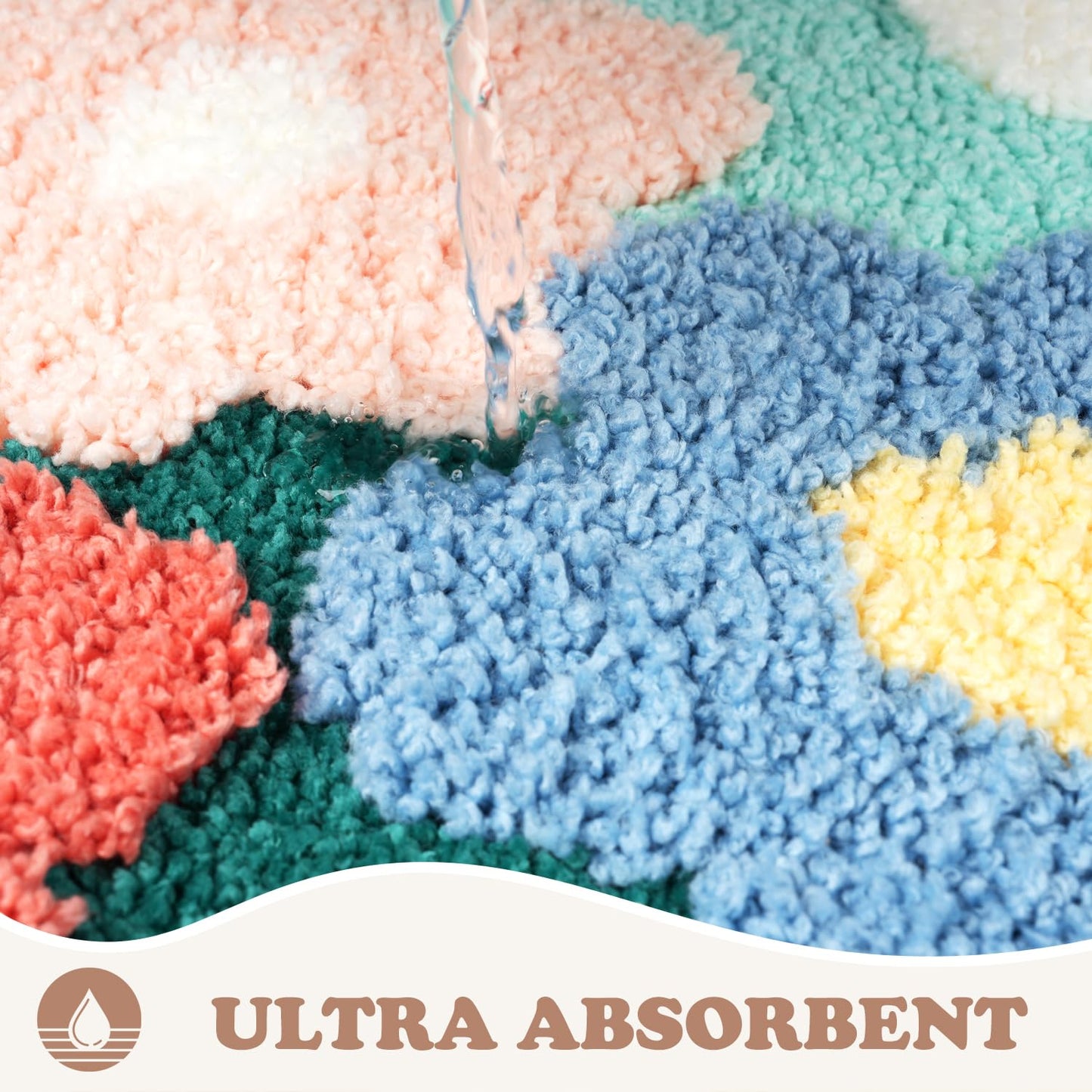 Tyrafry Flowers Toilet Rug U Shaped, Microfiber Bathroom Toilet Rugs Non Slip Bath Mat Toliet Rug Machine Washable Absorbent Bathroom Rugs 20 x 22 Inches, Small White Flowers