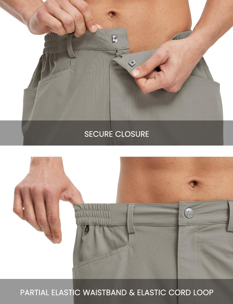 TBMPOY Men's Golf Shorts 9" Lightweight Quick Dry Hiking Cargo Shorts Casual Travel Outdoor with 4 Pockets Light Grey 38