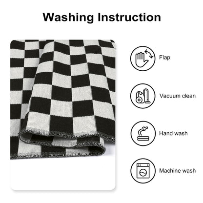 Seavish Checkered Rug, 2x3 Ft Black and White Moroccan Checkerboard Rug Washable Cotton Woven Washable Outdoor Rugs Reversible Floor Mat for Front Door Bedroom Entryway Kitchen Entryway