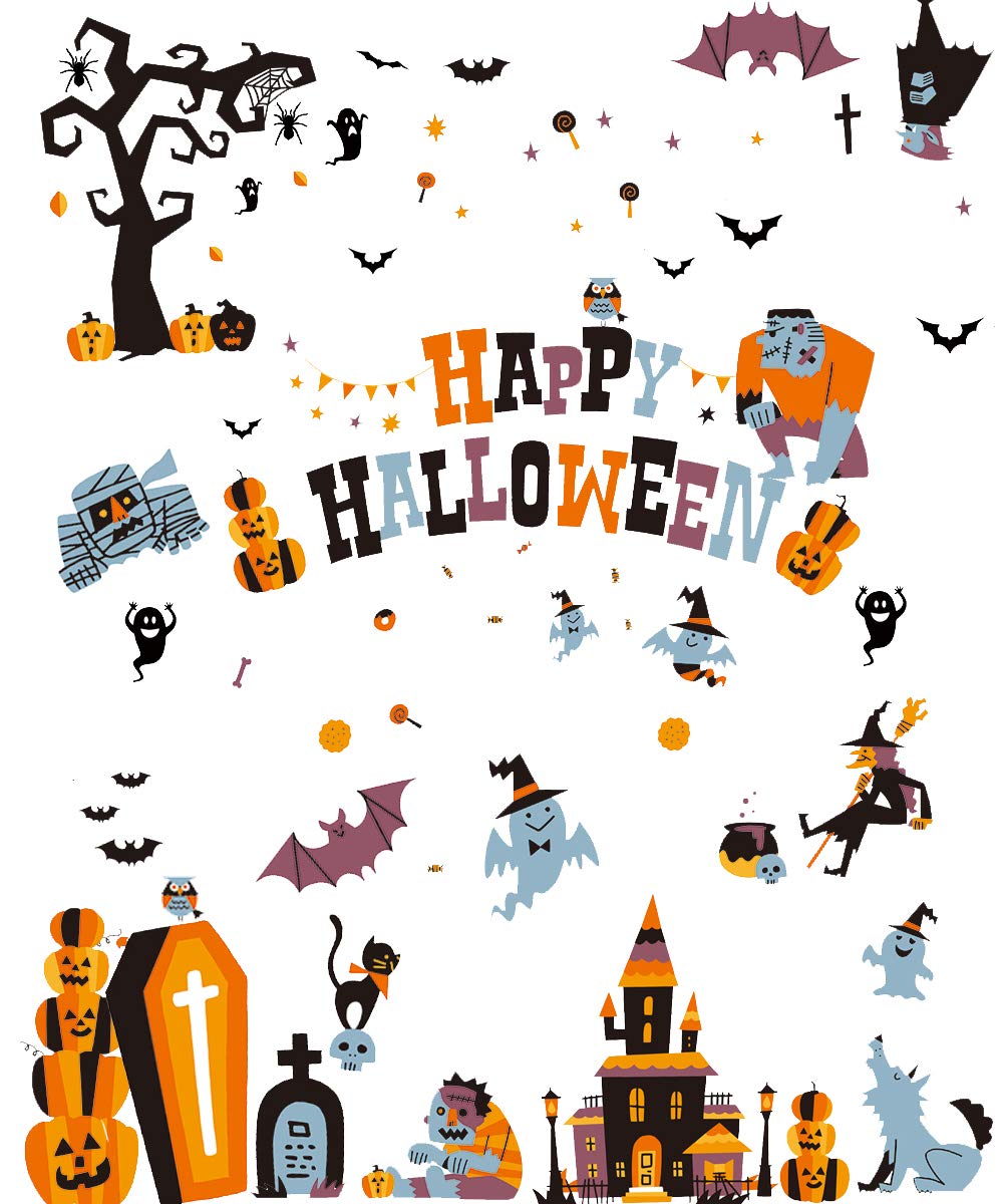 CCINEE Halloween Window Stickers - 10 Sheets Window Clings Decals for Party Decoration, Indoor & Outdoor Home Decor