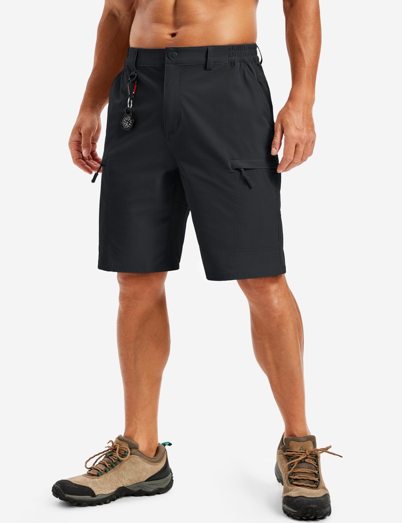TACVASEN Men's Hiking Cargo Shorts Black Shorts with 5 Pockets D-Ring Quick Dry Lightweight Fishing Golf Casual Walking