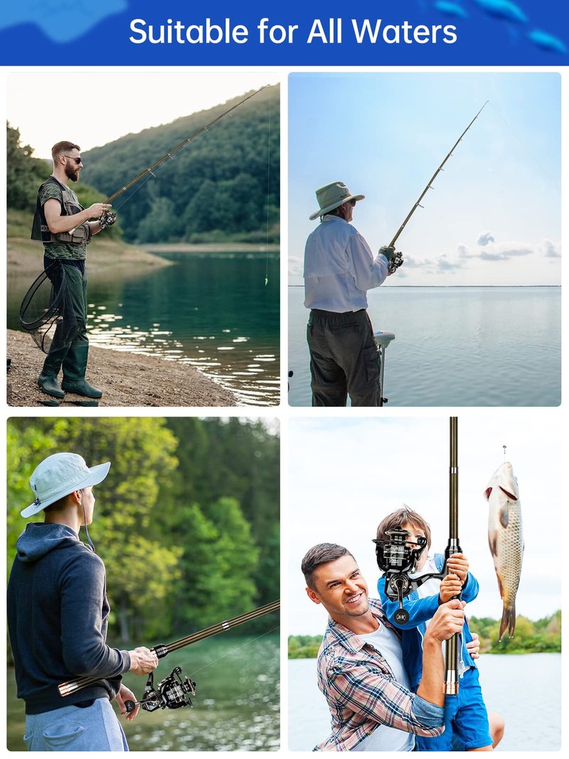 Fishing Pole Kit 6.89ft Carbon Fiber Telescopic Fishing Rod and Reel Combo with Spinning Reel Tackle Box Lures Hooks Line Bag Fishing Pole Combo Set for Beginner Adult Saltwater Freshwater