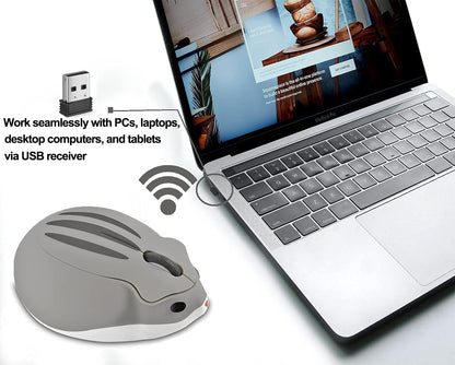 Wireless Mouse Cute Hamster Shape Less Noice Portable Mobile Optical 1200DPI USB Mice Cordless Mouse for PC Laptop Computer Notebook MacBook Kids Girl Boy Men Women Adults School Office Gift (Purple)