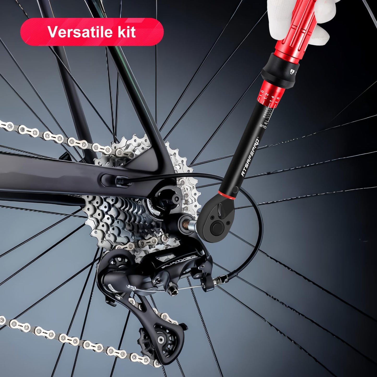 ATsafepro Bike Torque Wrench Set 1/4 Inch,3-25Nm, 61 Piece Magnetic Ratchet Screwdriver Set,Small Torque Wrench with Bits and Extension Rod for Bicycle Maintenance, DIY