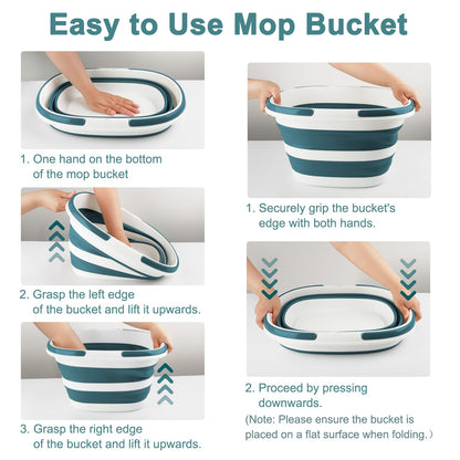 Collapsible Bucket for Cleaning, 4.2 Gallons Mop Bucket with Handle for Floor Window Car Washing, Silicone Ice Buckets for Parties Camping Fishing Beach, RV Laundry Storage Household Cleaning Supplies