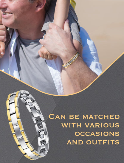 Jeracol Lymph Detox Titanium Steel Magnetic Bracelet for Men with Strength Magnets(3500Gauss) Womens Magnetic Wristband Brazaletes,Adjustable Size with Remove Tool & Gift Box.