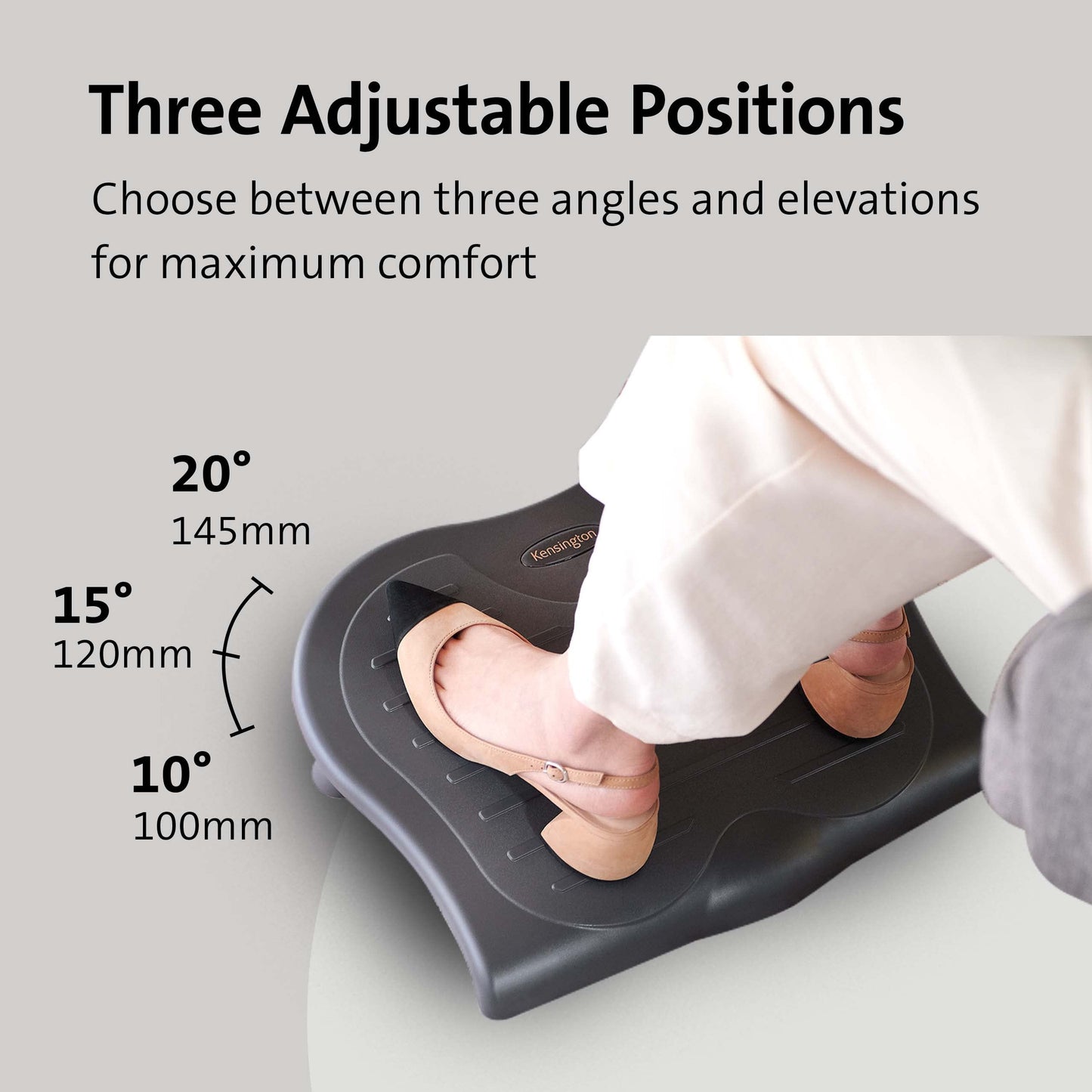 Kensington SoleSaver Foot Rest for Under Desk, Adjustable Ergonomic Foot Stool, Footrest with 3-Level Tilt Adjustment and Contoured foot grip panel for Office Desk & Home 56152