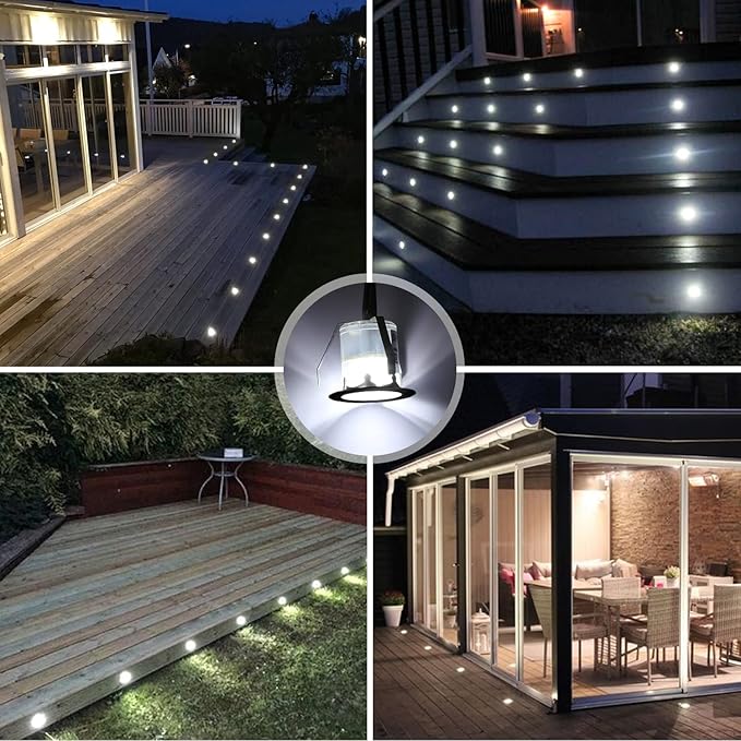 LED Recessed Deck Light Kits with Protecting Shell,LED Outdoor Landscape Lighting IP67 Waterproof,DC 12V Low Voltage Cool White for Garden,Yard,Stair,Patio,Kitchen Decoration In Ground(30pcs)