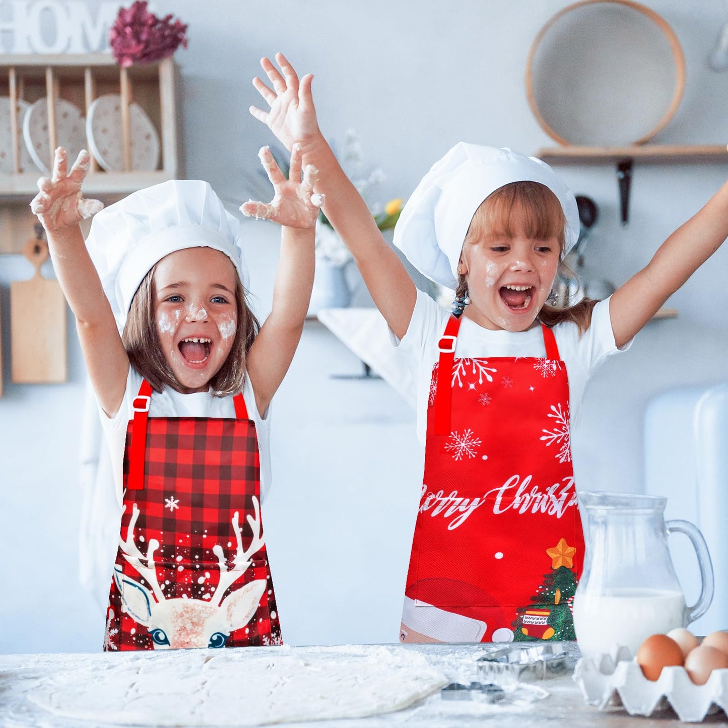Sylfairy Aprons for Kids Girls Rainbow Unicorn Apron Children Kitchen Chef Aprons Smock 3-12 Years (Reds, Medium,6-12Years)