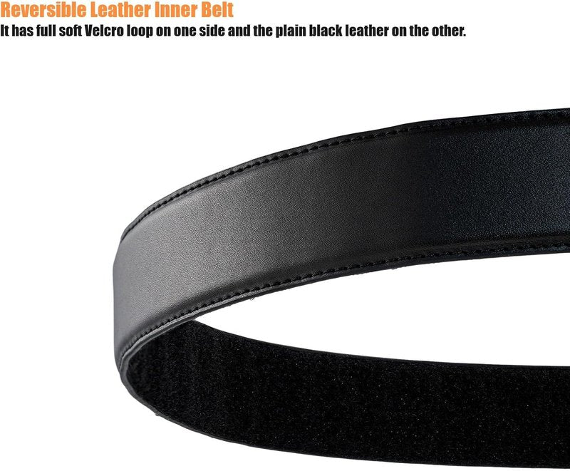 TACNEX Police Reversible Leather Inner Duty Belt - Buckleless Design, 1.5" Wide