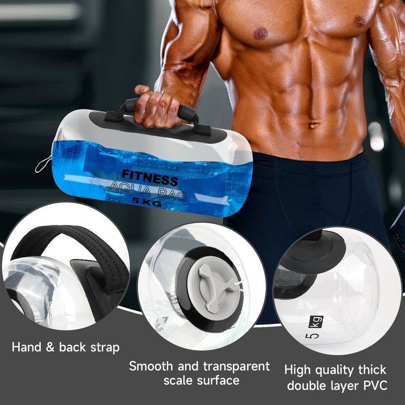 Adjustable Tidal Tank Aqua Water Bag Water Weight Portable Aqua Workout Bag for 33lbs Versatile Water Training aid Equipment Full Body Weight Exercise Equipment for Indoors and Outdoors