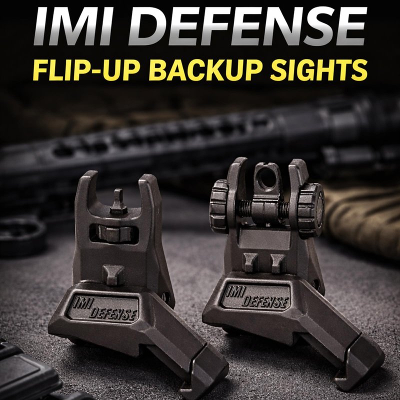 45 Degree Offset Flip Up Iron Sights – IMI Defense Low Profile Canted Flip Sights, Fast Target Transition, Dual Aperture, Secure Locking, Picatinny Compatible (Black)