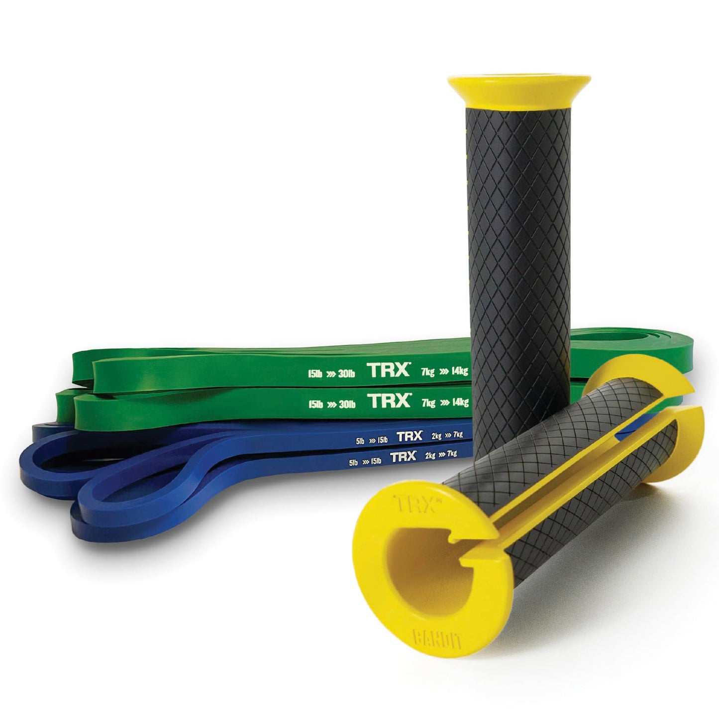 TRX Training Bandit Kit, Home Workout Resistance Band Set with Strength-Training Resistance Bands and Universal-Fit Handles for Exercise Bands