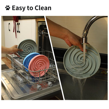 Bifeaw Dog Puzzle Bowl - Silicone Slow Feeder Dog Bowls for Healthy Eating - Puppy Slow Feeder Non-Slip Design Dishwasher Microwave Safe (Grey Green)