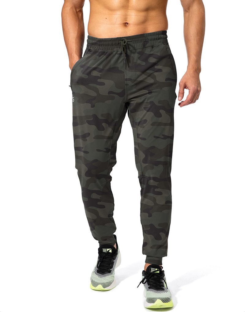 G Gradual Men's Sweatpants with Zipper Pockets Athletic Pants Traning Track Pants Joggers for Men Soccer, Running, Workout(Green Camo,XXL)