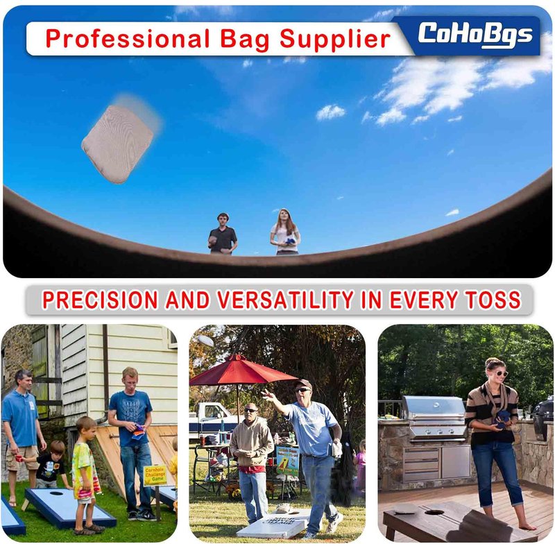 CoHoBgs Corn Hole Bags Set 8, Professional Cornhole Bags Dual-Sided Slick & Stick Resin Filled Suede and Duck Canvas Bean Bag for Cornhole Game Includes Carry Case