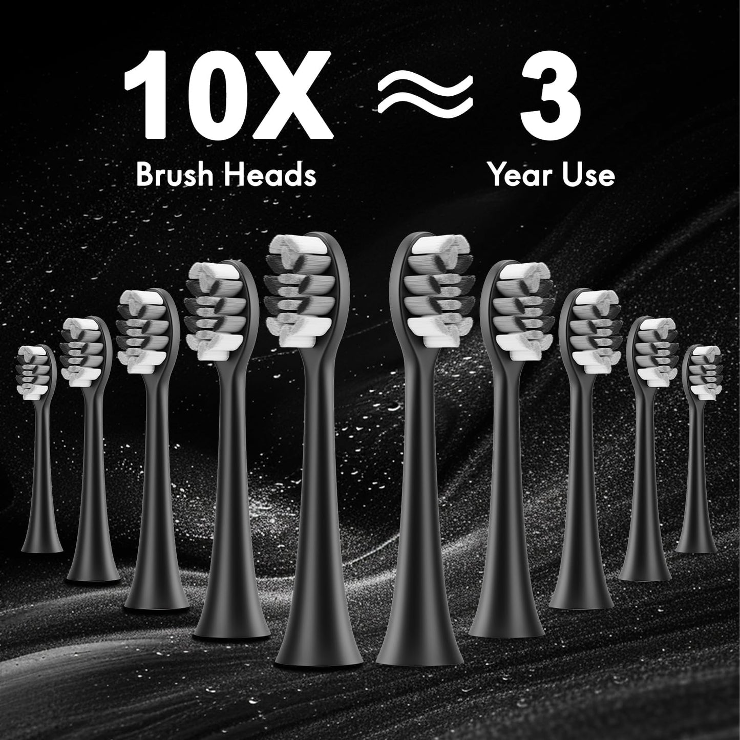 Sonic Electric Toothbrush for Adults and Kids, Comes with 10 Brush Heads & Travel Case, 5 Modes with 2 Minutes Built in Smart Timer, One Charge for 90 Days, 42,000 VPM Motor (Black)