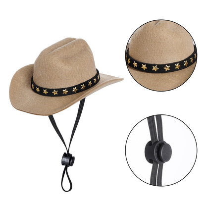 choyaxo Pet Cowboy Costume Cosplay Cap Halloween Costumes for Dogs Cat Pet Party Decoration Mini Cowboy Hat (Khaki, Small)