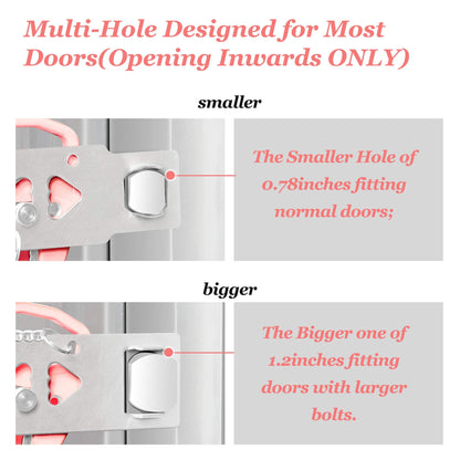 AceMining Portable Door Lock Home Security Door Locker Travel Lockdown Locks for Additional Safety and Privacy Perfect for Traveling Hotel Home Apartment College-Pink(1 Pack)