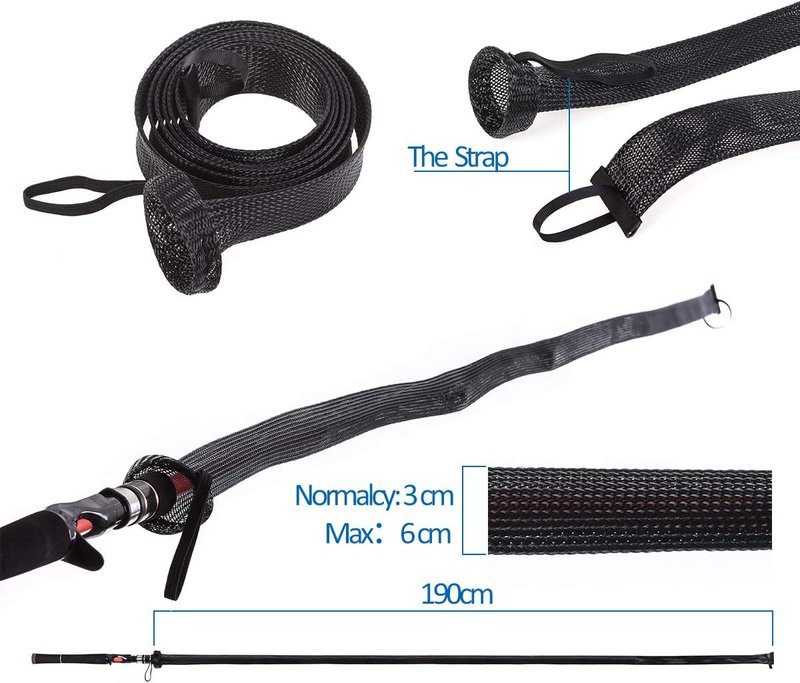 Fishing Rod Sock Sleeve Cover - 10 Pcs Braided Mesh Protector for 190cm/74.8in Rods | Ideal for Fly, Spinning, and Casting