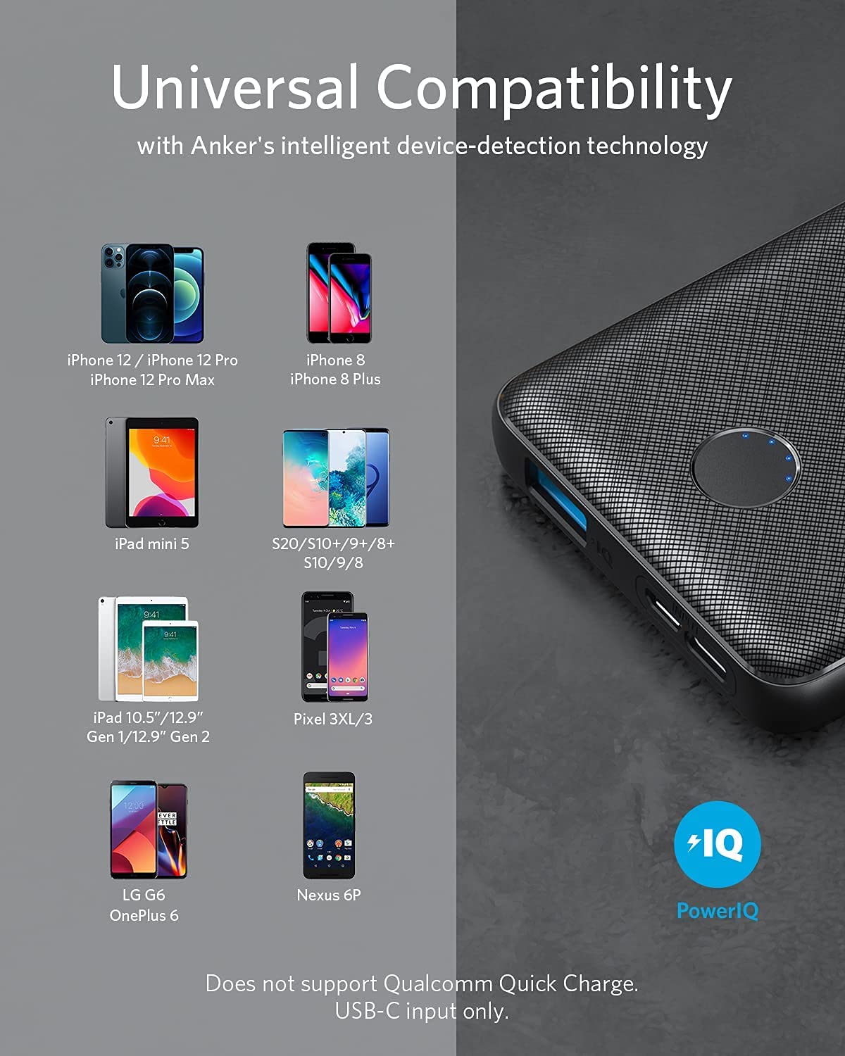 Anker Power Bank(PowerCore 10K), Compact Travel-Ready 10,000mAh Battery Pack with PowerIQ Charging Technology, 5V/3A High-Speed Charging for iPhone, iPad,and More(USB-C Input and Output(Black), 1pack)