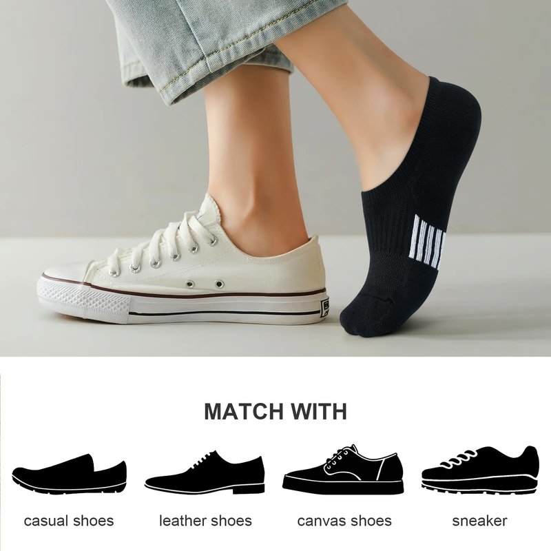Amutost No Show Socks Womens Black Athletic Thick Moisture Low Cut Socks 5-6 Pairs