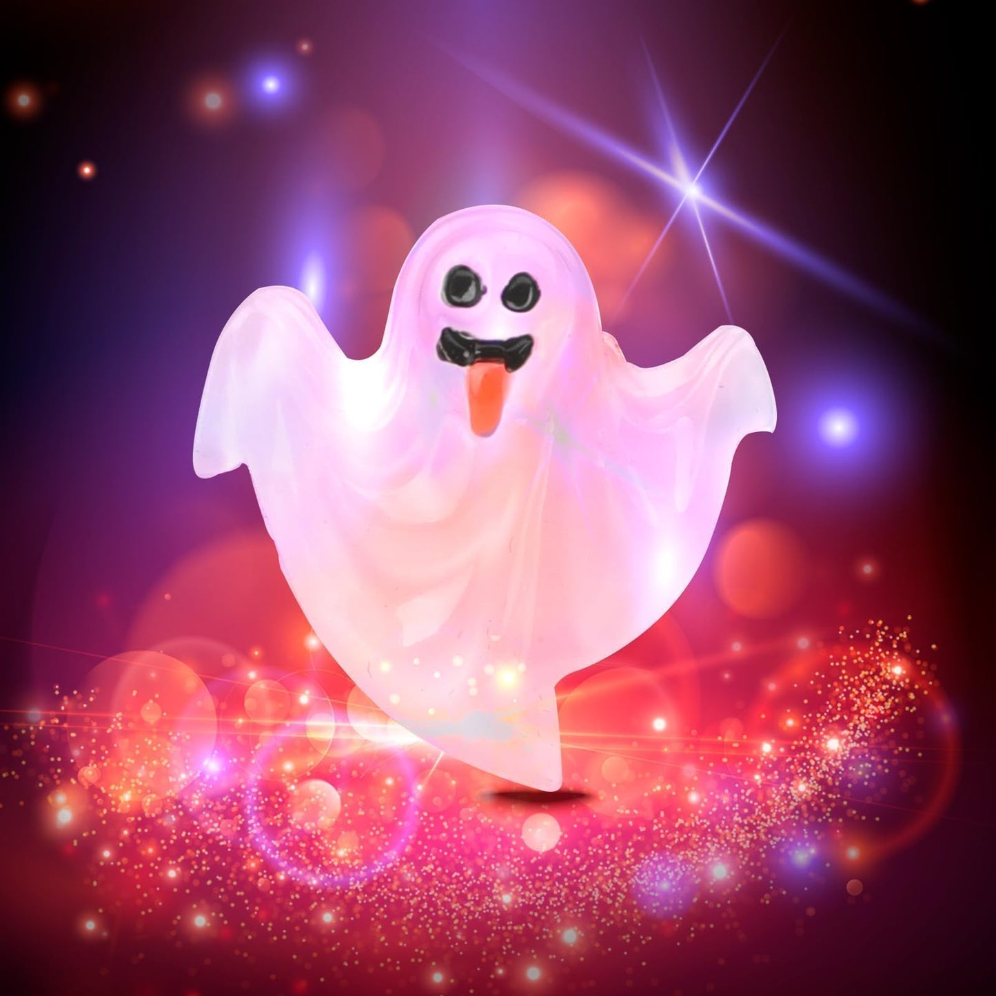 FLY2SKY Halloween Treats 50Pcs 3D Ring LED Light Up Rings Halloween Toys Halloween Party Favors for Kid Glow In The Dark Accessory Non Candy Gift Bag Fillers NEW VERSION