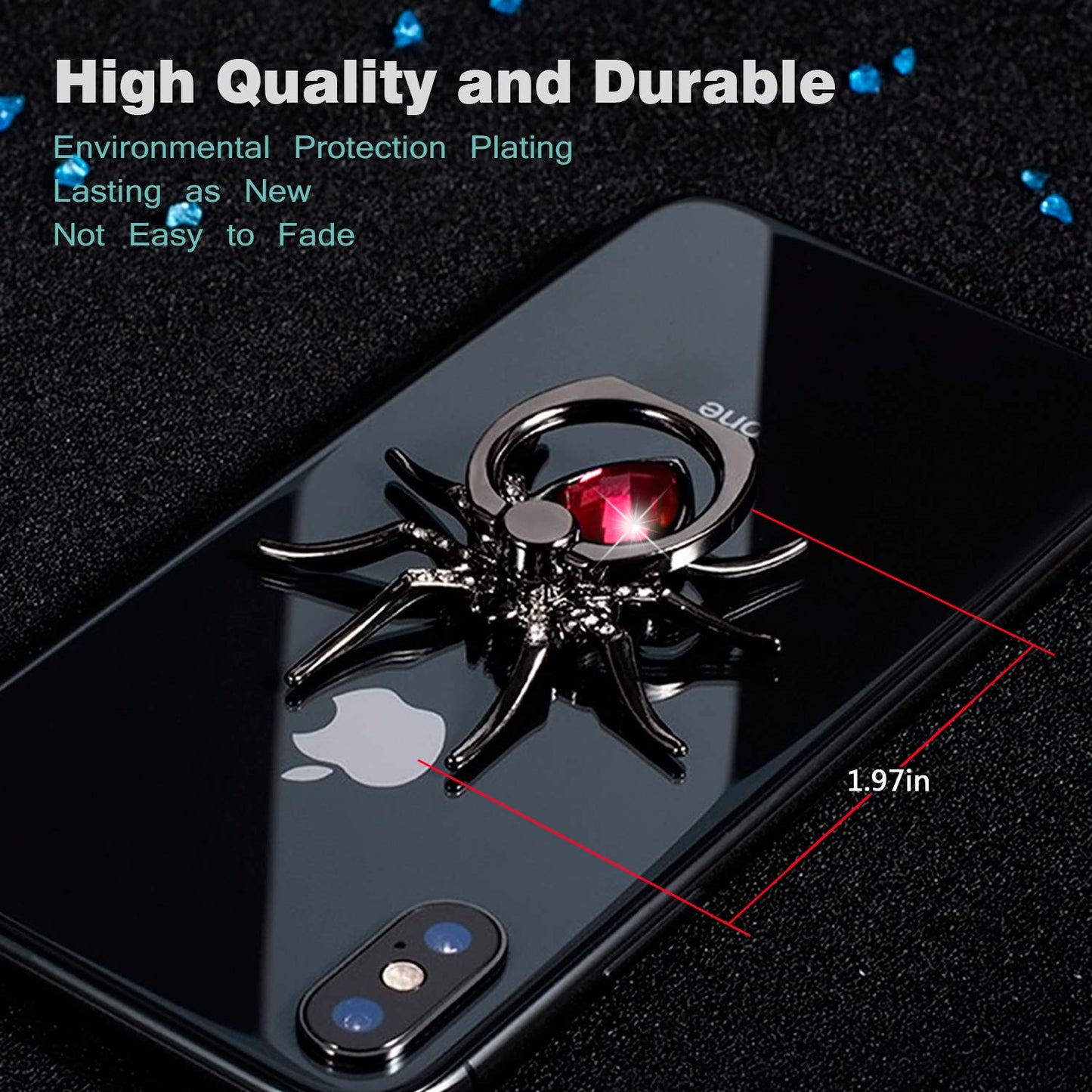 Allengel Phone Ring Holder Stand, 360 Degree Rotation Universal Spider Finger Kickstand with Polished Metal Phone Grip for Cell Phone, Red