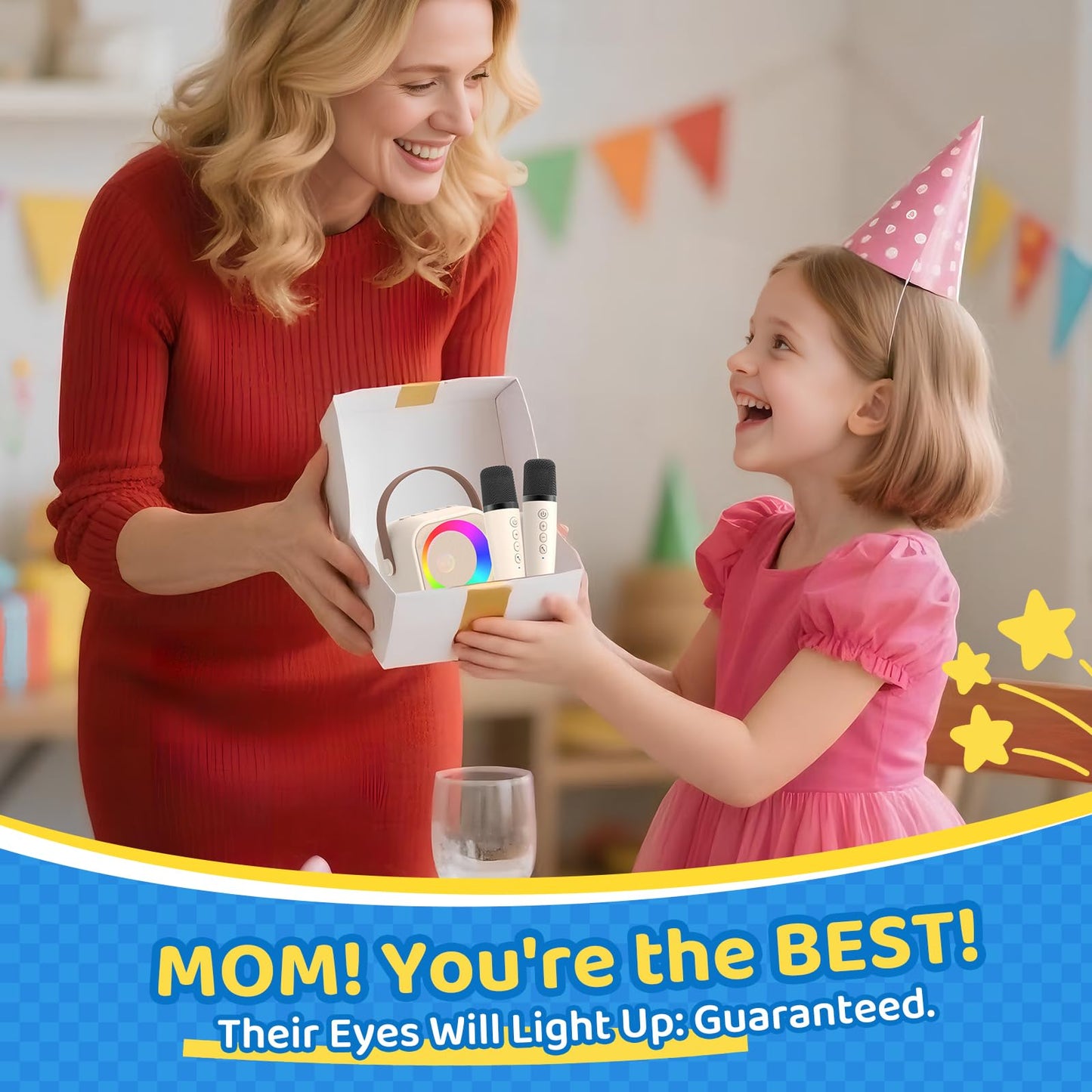 Jeefu Karaoke Machine for Kids, Toys for 3-12 Years Old Girls Gifts, Kids Karaoke Microphone Machine Toy, Best Fun Christmas Birthday Gifts for 5 6 7 8 9 10 11 Years Teens Girl Boys Beige 2 Mic