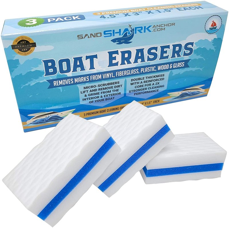 SandShark Premium Boat Hull Cleaner | Eraser Sponge, Boat Accessories Gifts for Cleaning Must Have Pontoon Boat Accessories, Gadgets for Men or Women, Scuff Erasers Vinyl Cleaner