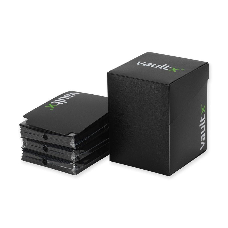 Vault X Large Standard Deck Box with 150 Black Sleeves, fits 100+ Sleeved Trading Cards (Black)